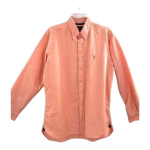 Vintage Ralph Lauren Preppy Oxford Pastel Orange.‎ Shirt Large - Picture 1 of 13
